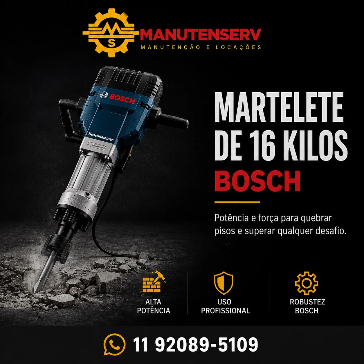 Martelete de 16 kg Bosch